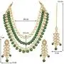 Aheli Multi Layered Faux Kundan Beaded Necklace Earrings Maang Tikka Indian Ethnic Bollywood Jewellery Set for Women Aheli Multi Layered Faux Kundan Beaded Necklace Earrings Maang Tikka Indian Ethnic Bollywood Jewellery Set for Women