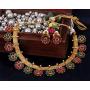 Indian Ratna Creation Gold Pearl Drop Choker Necklace Set Crystal Stones for Women and Girls Jewelry