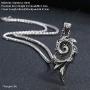 FIZIZDH Stainless Steel Bath Fire Reborn Phoenix Fire Pendant Necklace Unisex 24 inch Keel Link Chain