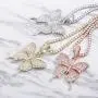 TOPGRILLZ Fully Iced Out Lab Diamond Butterfly Chain Pendant Necklace for Women 14K Real Gold Plated Birthday Gifts TOPGRILLZ Fully Iced Out Lab Diamond Butterfly Chain Pendant Necklace for Women 14K Real Gold Plated Birthday Gifts