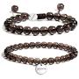 JADENOVA Natural Bead Bracelet Semi Precious Gemstone Beaded Bracelet for Women Healing Crystal Stone Stretch Bracelet Men Couple Bracelets (2pcs,6-8mm/8-10mm)