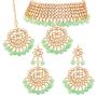 I Jewels Indian Bollywood Gold Plated Kundan & Pearl Choker Necklace Jewelry Set for Women (K7058)
