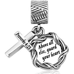 LilyJewelry Bible Dangle Charm Christian Keep Faith Cross Beads for Bracelets