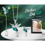 CDE Jewelry Sets Hummingbird S925 Sterling Silver Pendant Necklace Pearl Earrings Set Embellished with Austrian Crystals Birthday Mothers Day Jewelry Gifts for Mom Women Girls