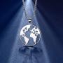 beautlace World Map Necklace Silver/18K Gold/Black Gun Plated Geometric Globe Earth Wanderlust Pendant Round Coin World Continents Travel Gifts for Men and Women