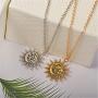 Sun Moon Necklace Choker Vintage Smile Face Sunflower Pendant Neckalce for Women Wish Jewelry