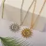 Sun Moon Necklace Choker Vintage Smile Face Sunflower Pendant Neckalce for Women Wish Jewelry
