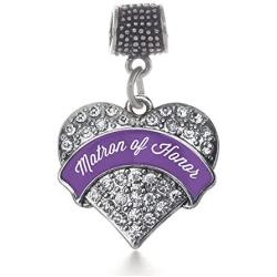 Inspired Silver - Silver Pave Heart Charm for Bracelet with Cubic Zirconia Jewelry