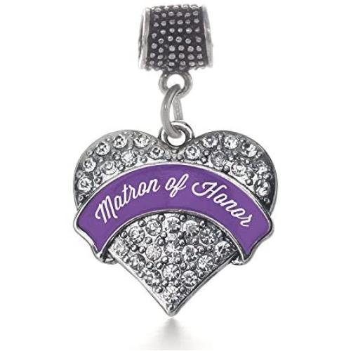 Inspired Silver - Silver Pave Heart Charm for Bracelet with Cubic Zirconia Jewelry