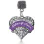 Inspired Silver - Silver Pave Heart Charm for Bracelet with Cubic Zirconia Jewelry