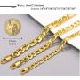 PROSTEEL 316L Stainless Steel Figaro Chain Necklace for Men/Women, Black/18K Real Gold Plated, 4mm to 13mm, 14inch to 30inch, Come Gift Box