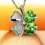 TRUEGOOD Lucky Love Four Leaf Clovers Necklace Crystals,Heart Crystal Pendant with Necklace
