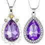 2pcs Sofia Amulet Necklace Teardrop Amethyst Pendant Necklace Sofia The First Princess Costumes Jewelry Girls Necklace