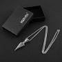 HZMAN Mens Arrowhead Arrow Stainless Steel Pendant Necklace with Steel Wheat Chain