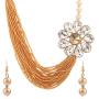 Efulgenz Fashion Chunky Multi Layered Faux Pearl Crystal Floral Statement Necklace Earrings Costume Jewelry Set (Color Options)