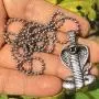 Snake Jewelry King Cobra Egyptian Uraeus Elapidae Naja haje Wadjet Serpent Viper Hidden-Wisdom Protection Amulet Pewter Mens Womens Pendant Necklace Charm for men women unisex w Silver Ball Chain