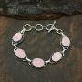 Rose Quartz Bracelet 925 Silver Overlay Handmade Vintage Style Jewelry for Women Mom Wife