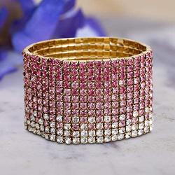 Steve Madden Wide Rhinestone Stretch Bracelet for Women
