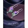 HXZZ Fine Jewelry Women Gifts Sterling Silver Natural Gemstone Amethyst and Rose Quartz Drop Dangle Hook Earrings Phoenix Design Style