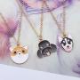 Cartoon Pet Dog Pendant Necklace,Creative Animal Jewelry Clavicle Necklace for Birthday Gift