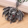 Dragon Necklace for Men, Gothic Flying Dragon Wings Skull Necklace, Red Eye Skull Pendant Necklace with 23.6” Chain, Crystal Skull Head Necklace, Punk Hip Hop Necklace Jewelry Gift for Men Boys