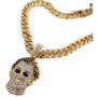 BLINGFACTORY Hip Hop Gold PT Michael Myers Mask Pendant & 12mm 18'' Iced Cuban Choker Chain Box Lock Bling Necklace