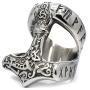 Gungneer Mammen Viking Thor Mjolnir Hammer Rune Letters Stainless Steel Ring Men Women Norse Protection Jewelry