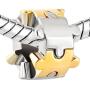 Q&Locket Two Tone Puzzle Piece Charm Bracelet Spacer European Bead for Bracelet