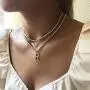KissYan Initial Tennis Necklace Simulated Diamond Letter Pendant for Women, 18K Gold Plated Cubic Zirconia Tennis Chain Choker Gift for Girls A-Z 26 Alphabets