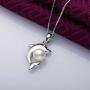 Dolphin Pearl Necklace with 5-6mm Freshwater Cultured Pearl 925 Sterling Silver Chain Dolphin Jewelry for Women - VIKI LYNN