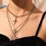 Victray Butterfly Necklaces Layered Choker Necklace Chain Rose Pendant Fashion Jewelry Accessories for Women and Girls