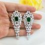 SELOVO Vintage Style Cubic Zirconia Crystal Blue/Green Big Dangle Earrings