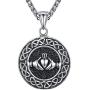 Mens Stainless Steel Celtic Knot Claddagh Friendship Endless Love Pendant Necklace, 24'', aap121