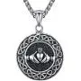 Mens Stainless Steel Celtic Knot Claddagh Friendship Endless Love Pendant Necklace, 24'', aap121