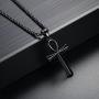 Reve Stainless Steel Coptic Ankh Cross Religious Pendant Necklace for Men Women, 20-24 Inches Chain