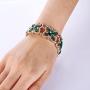 EVER FAITH Austrian Crystal Art Deco Butterfly Bridal Elastic Stretch Bracelet Gold-Tone