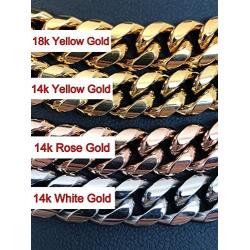 Mens Miami Cuban Link Chain 14k 18k Yellow Gold White Or Rose Gold Plated Stainless Steel 8-18mm Thick