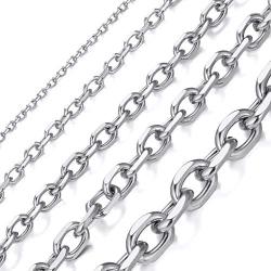 Richsteel Hip Hop Rolo Cable Chain Necklace for Men Women 3/5/7/9/12MM Width,18/20/22/24/26/28/30 Inches Chains,Stainless Steel/18K Gold/Black Plated Fashion Jewelry(with Gift Box)