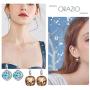 ORAZIO 4 Pairs CZ Leverback Dangle Hoop Earrings for Women Gold Plated Round Square Crystal Dangle Huggies Earrings Cute Drop Earrings Jewelry Set