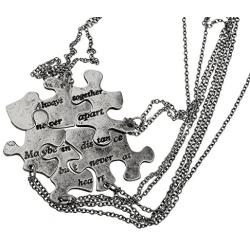 LUX ACCESSORIES Burnish Silver Always Together Puzzle Best Friends BFF Necklace