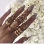 9-16 Pieces Stackable Joint Knuckle Midi Finger Ring Sets,Boho Vintage Crystal Snake Sunflower Moon Star Crown Rings for Women Teen Girls