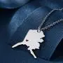 TAGOMEI Newly Silver Tone Stainless Steel map Pendant Necklace with a red Heart. TAGOMEI Newly Silver Tone Stainless Steel map Pendant Necklace with a red Heart.