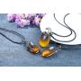 Top Plaza Natural Healing Crystal Stone Pendant Necklaces Crescent Moon Choker Necklace Reiki Oval Gemstone Quartz Jewelry for Womens Mens