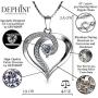 DEPHINI - Elegant Necklace - 925 Sterling Silver - Heart Pendant with CZ Crystals - Fine Jewellery Woman Necklace - 18'' Rhodium Plated Silver Chain - A Cubic Zirconia - Gifts for Women