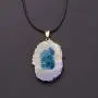 Natural Agate Slice Druzy Necklace - Irregular Slice Natural Quartz Geode Pendant Necklace with Gold Plated Edge, Bohemian Natural Stone Jewelry for Women