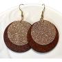 5 Pairs Faux Leather Glitter Sequins Drop Earrings Lightweight Circle Wood Dangle Earrings for Women Vintage Jewelry