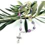 Zuluf Crystal Rosary Bracelet with Silver Plated Chain and Crucifix Catholic Religious Jewelry - Religious Cross Bracelet Christian Classic | Velvet Bag & Certificate Included |BRA025