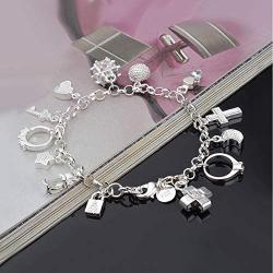 Aeora S925 Silver Thirteen Hanging Pieces Bracelet for Women Gift Bracelets & Bangles Jewelry