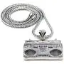 GWOOD Boom Box Silver Color Pendant with 36 Inch Long Franco Necklace Cassette GWOOD Boom Box Silver Color Pendant with 36 Inch Long Franco Necklace Cassette