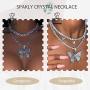 Zoestar Butterfly Choker Necklace Gorgeous Crystal Pendant Necklaces Sparkly Butterfly Chain Jewelry for Women (Silver)